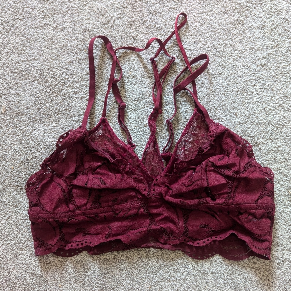 Aerie Lace Bralette in Burgandy